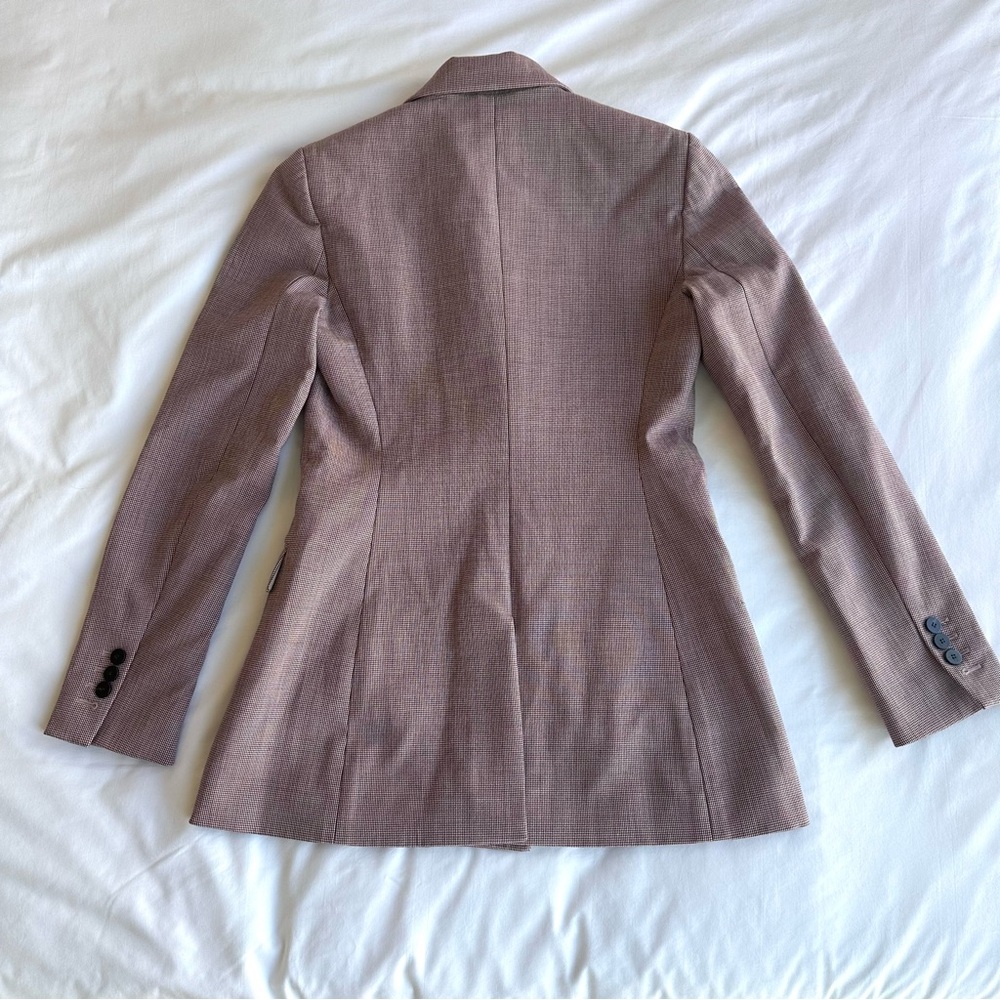Theory Double-Breasted Houndstooth Blazer Red & Cream size 2 like new - Picture 8 of 9